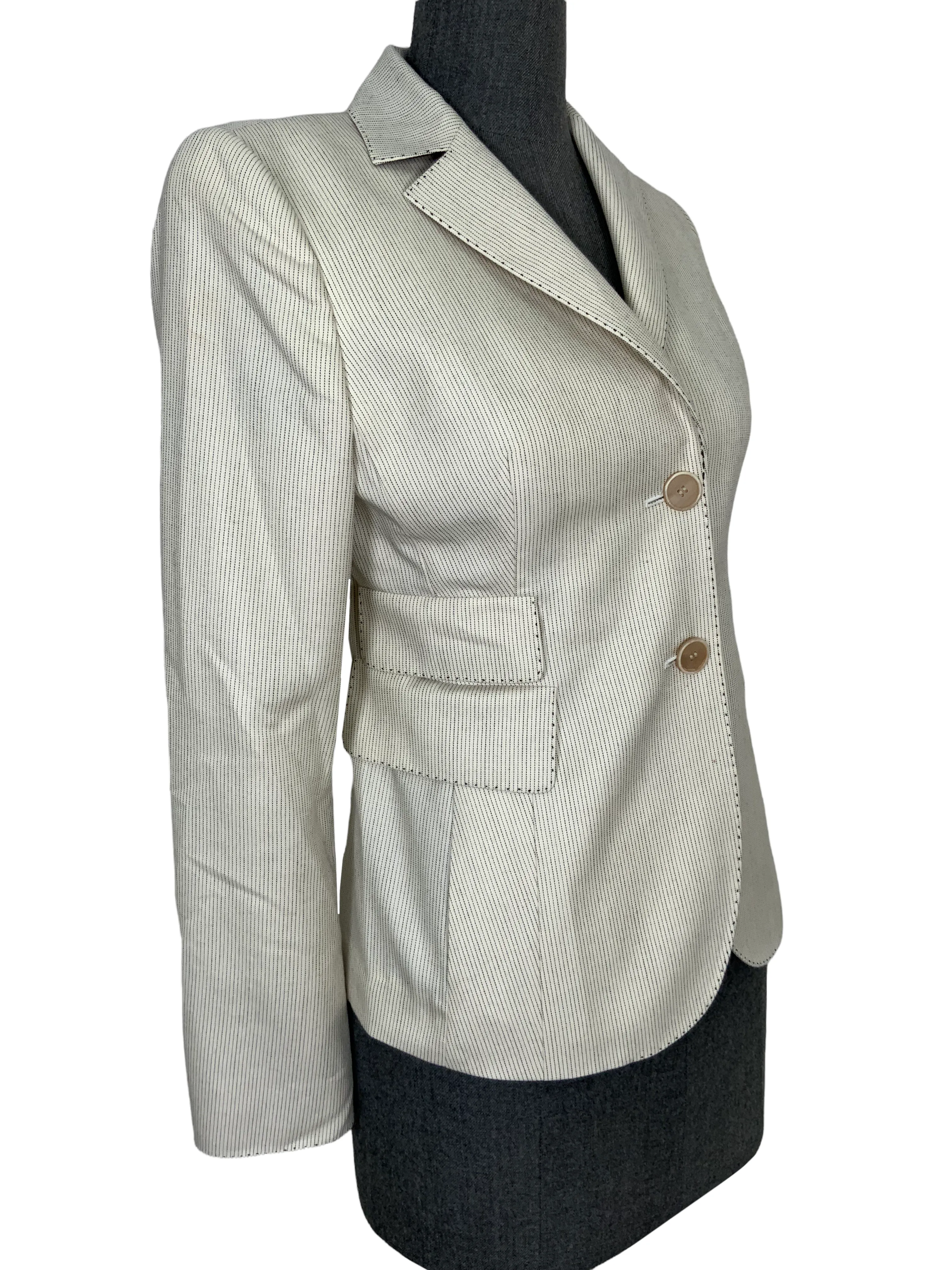 Akris Striped Cashmere Silk Blazer Jacket Size S