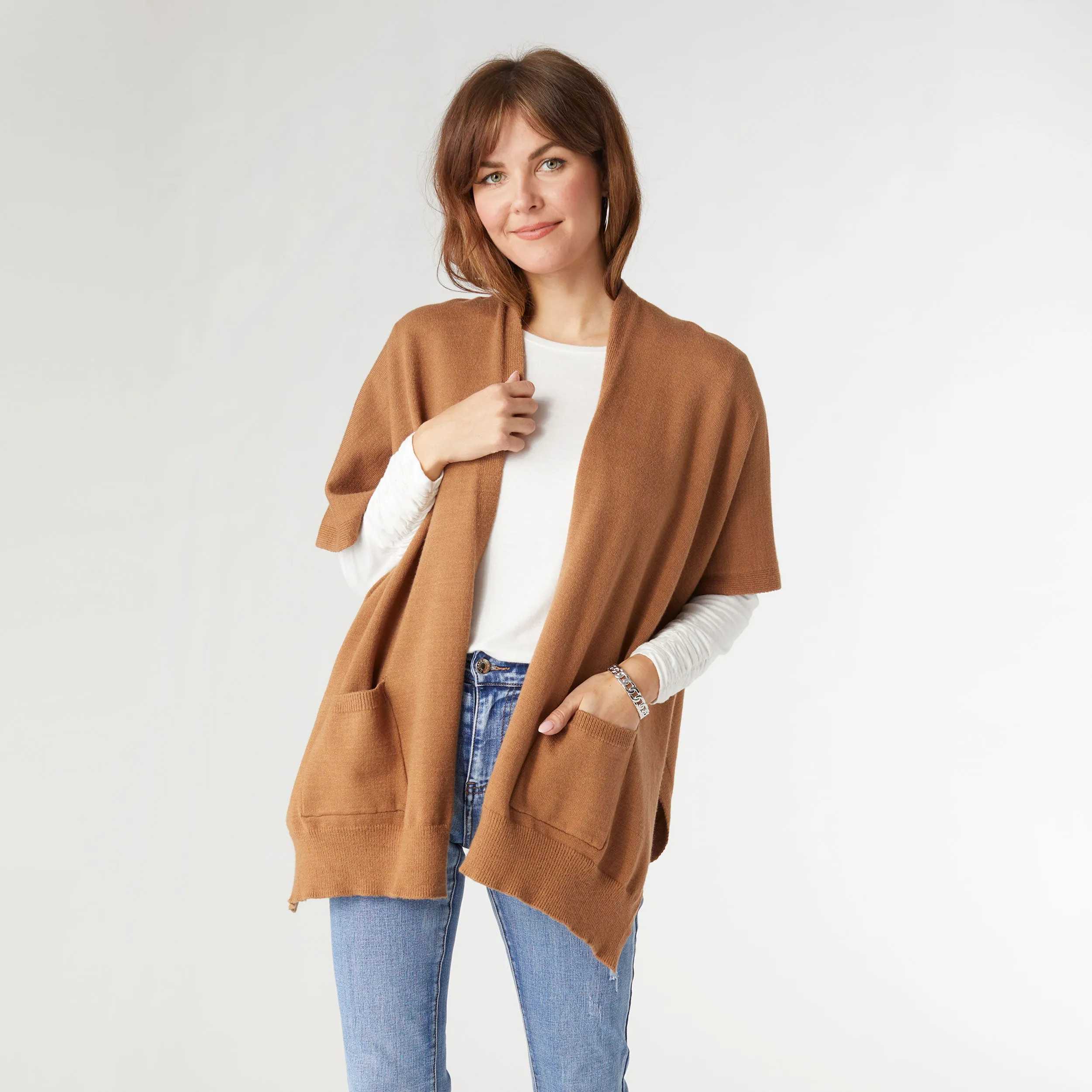 Alani Lightweight Cardigan with Pockets - Camel