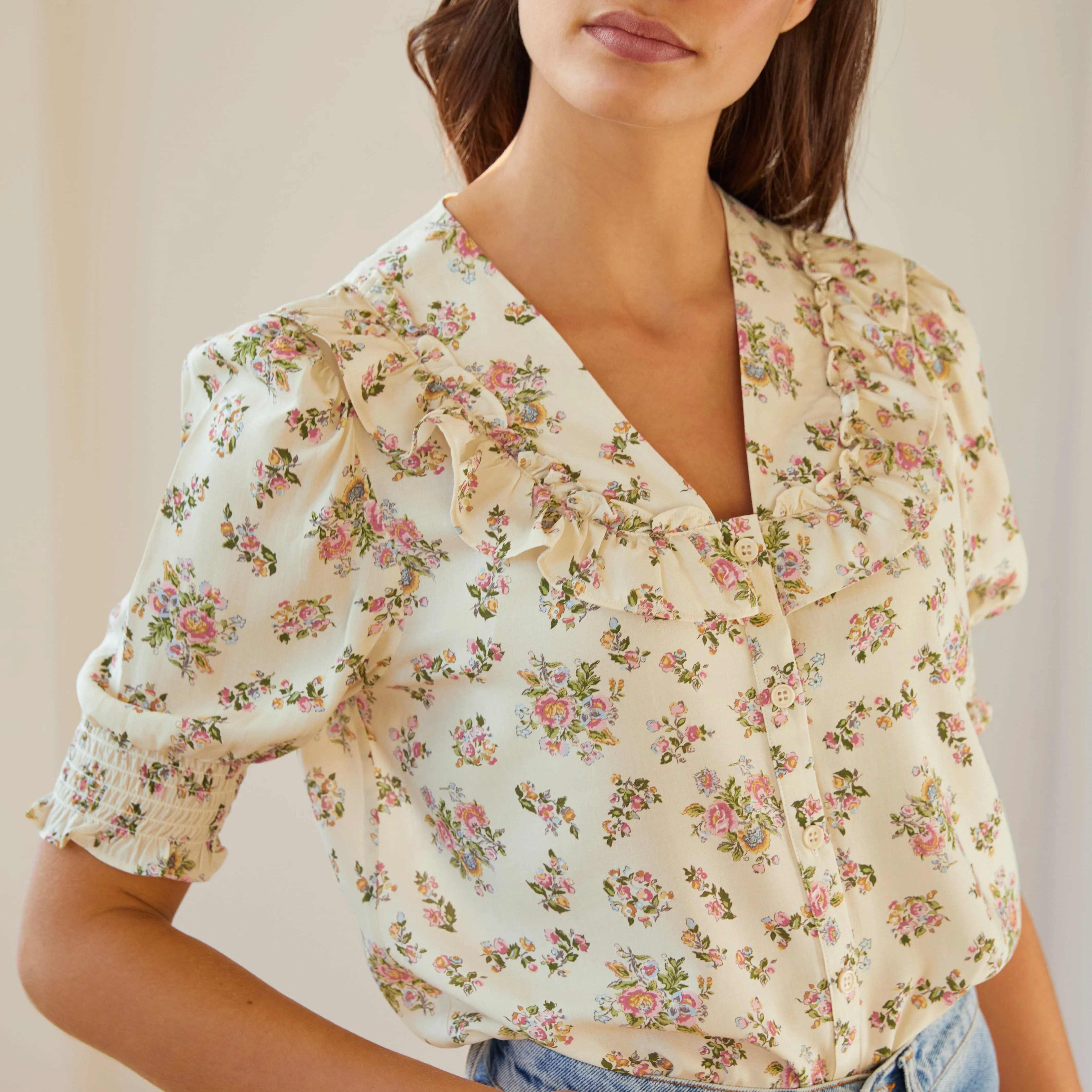 Albaray French Rose Ruffle Blouse