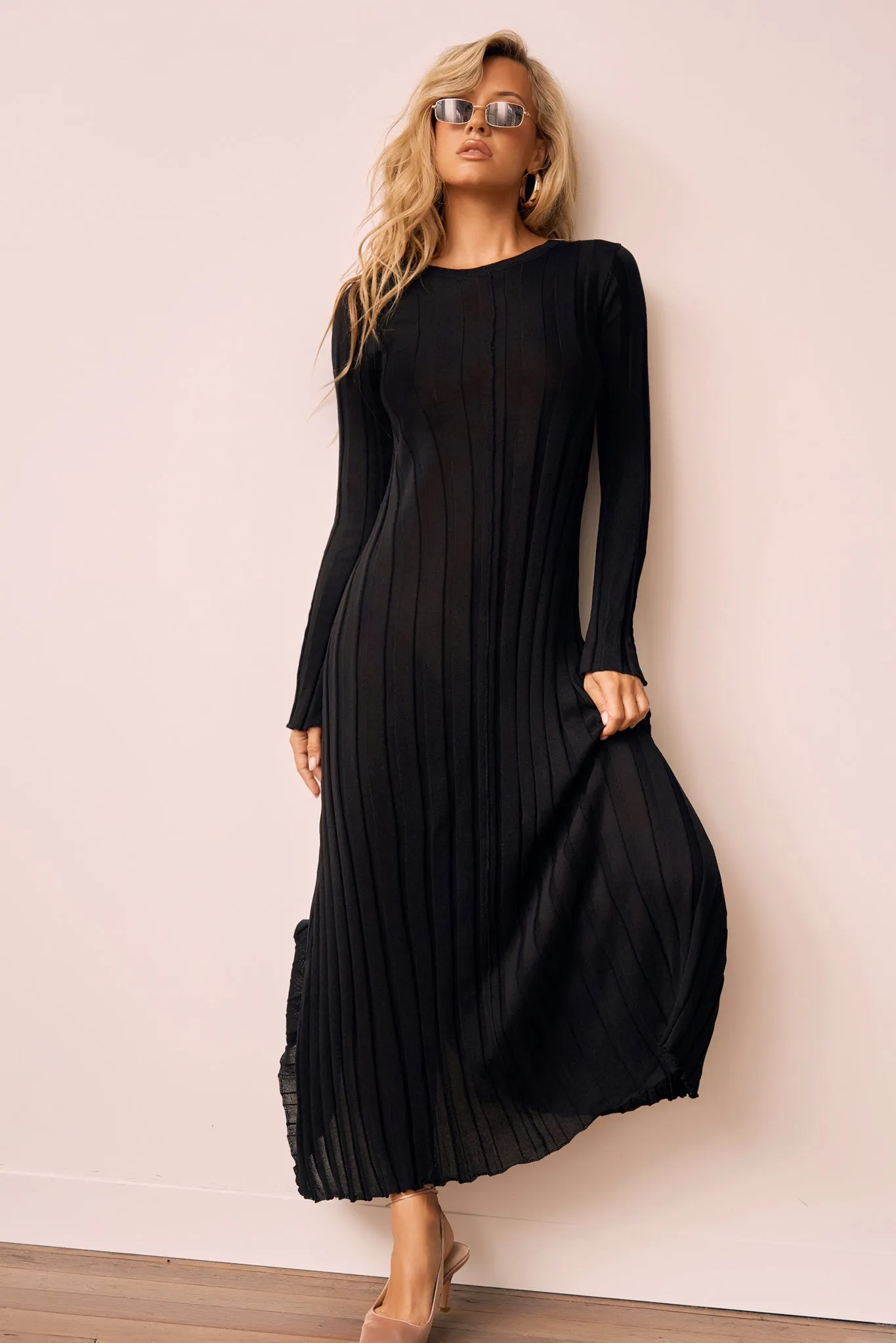 Astoria Knit Maxi Dress - Black