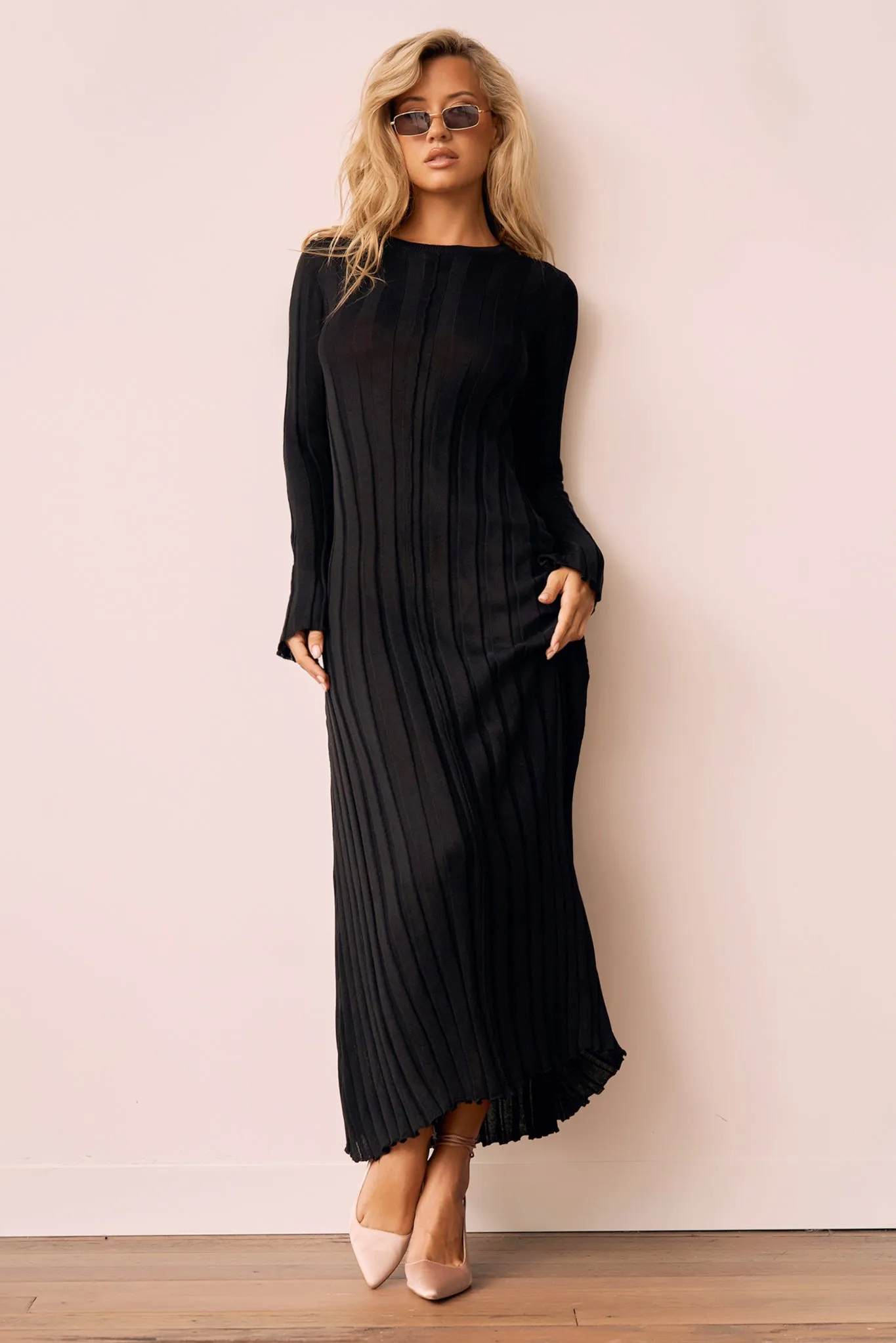 Astoria Knit Maxi Dress - Black