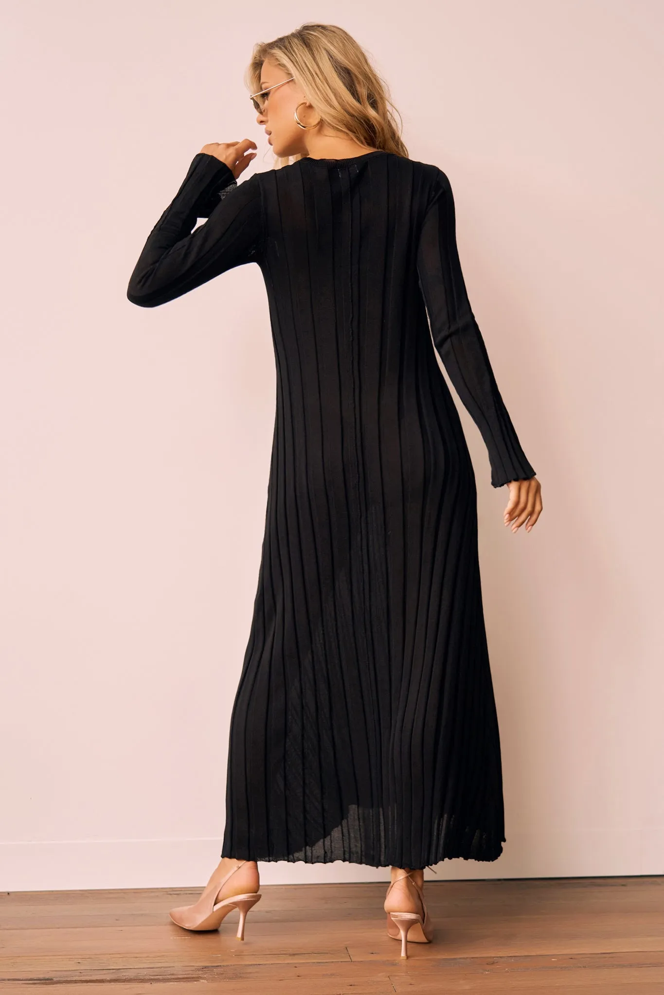 Astoria Knit Maxi Dress - Black