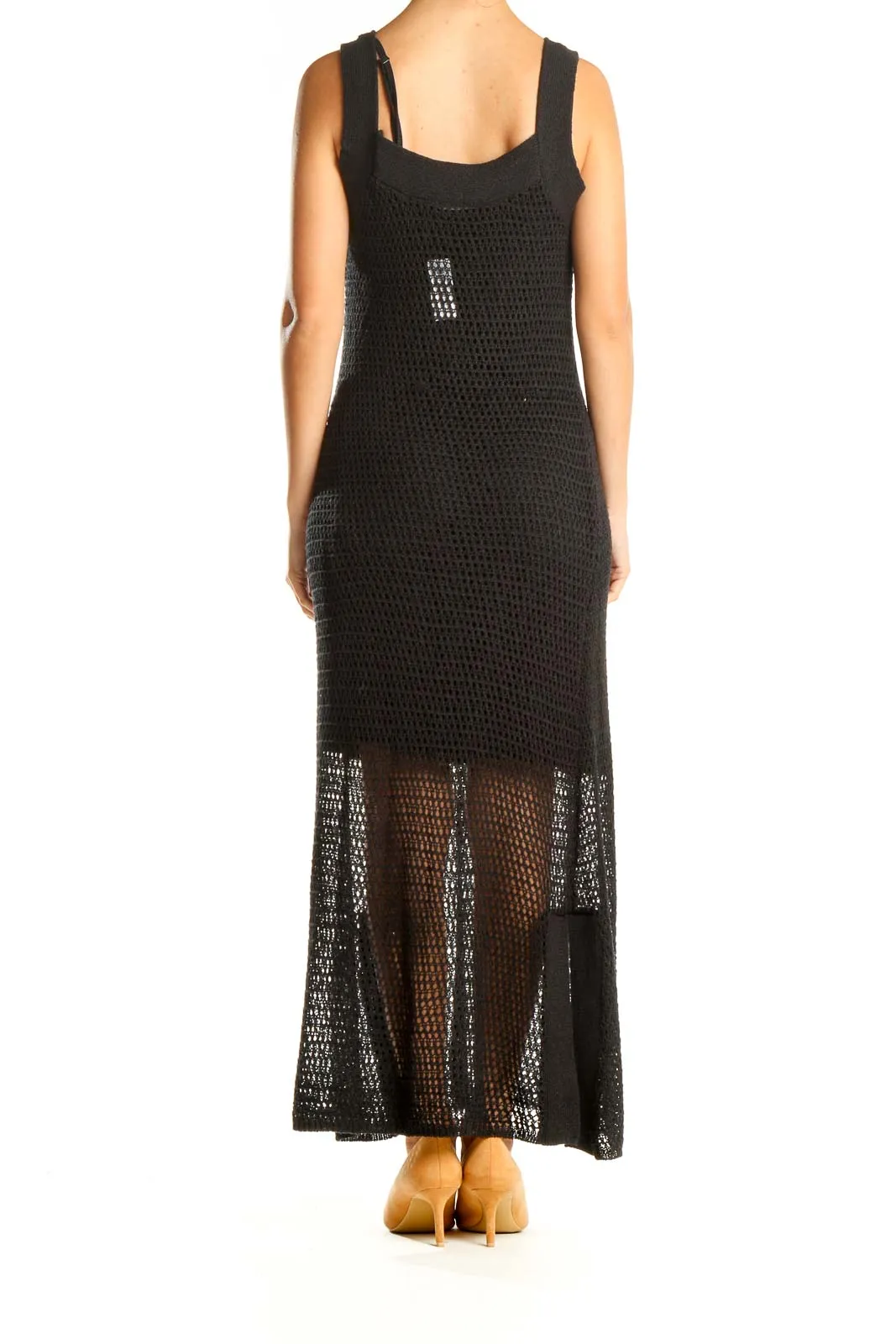 Black Mesh Column Dress