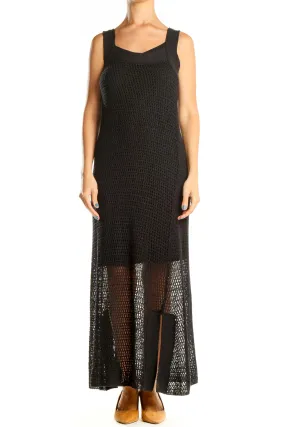 Black Mesh Column Dress