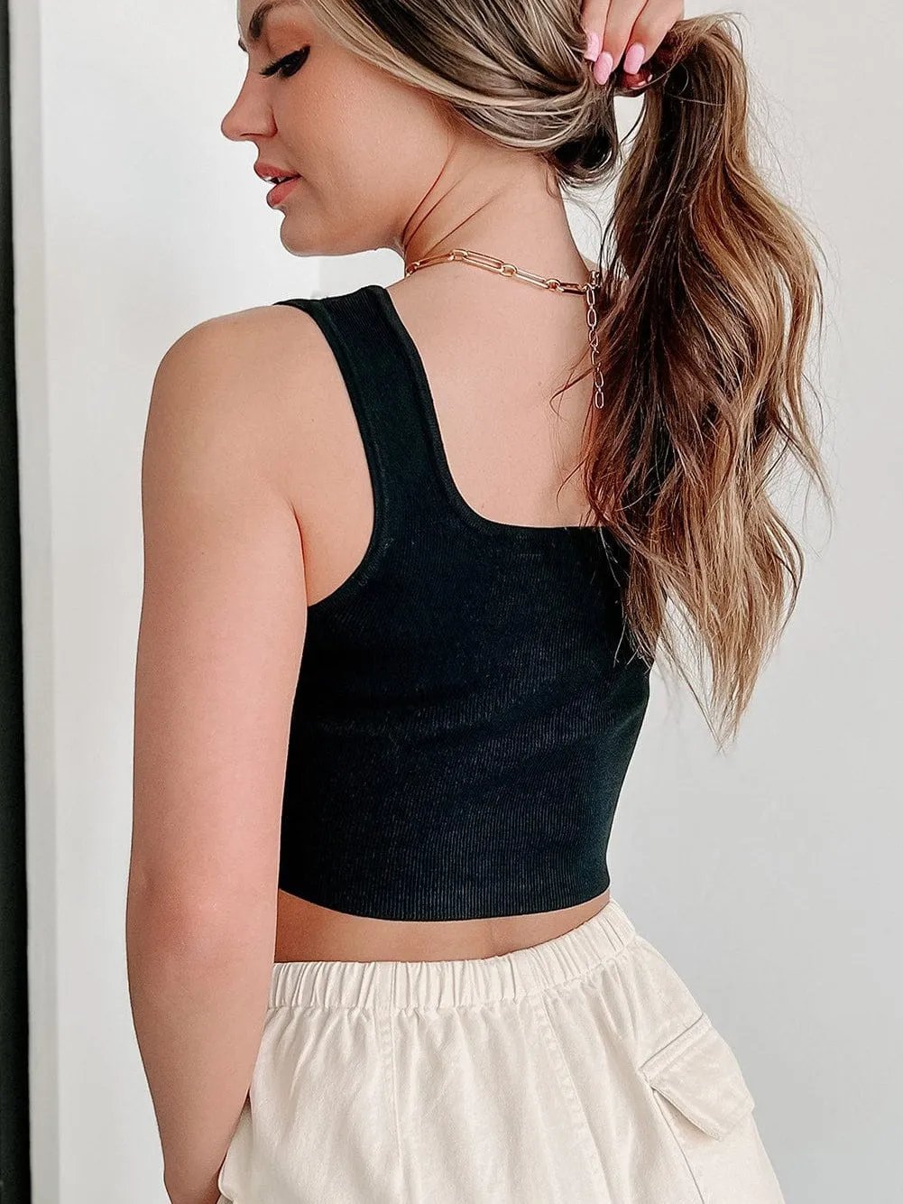 Black Ribbed Knit Pearl Top