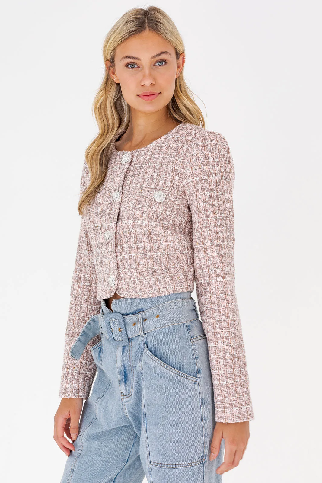 BLUSH TWEED BLAZER