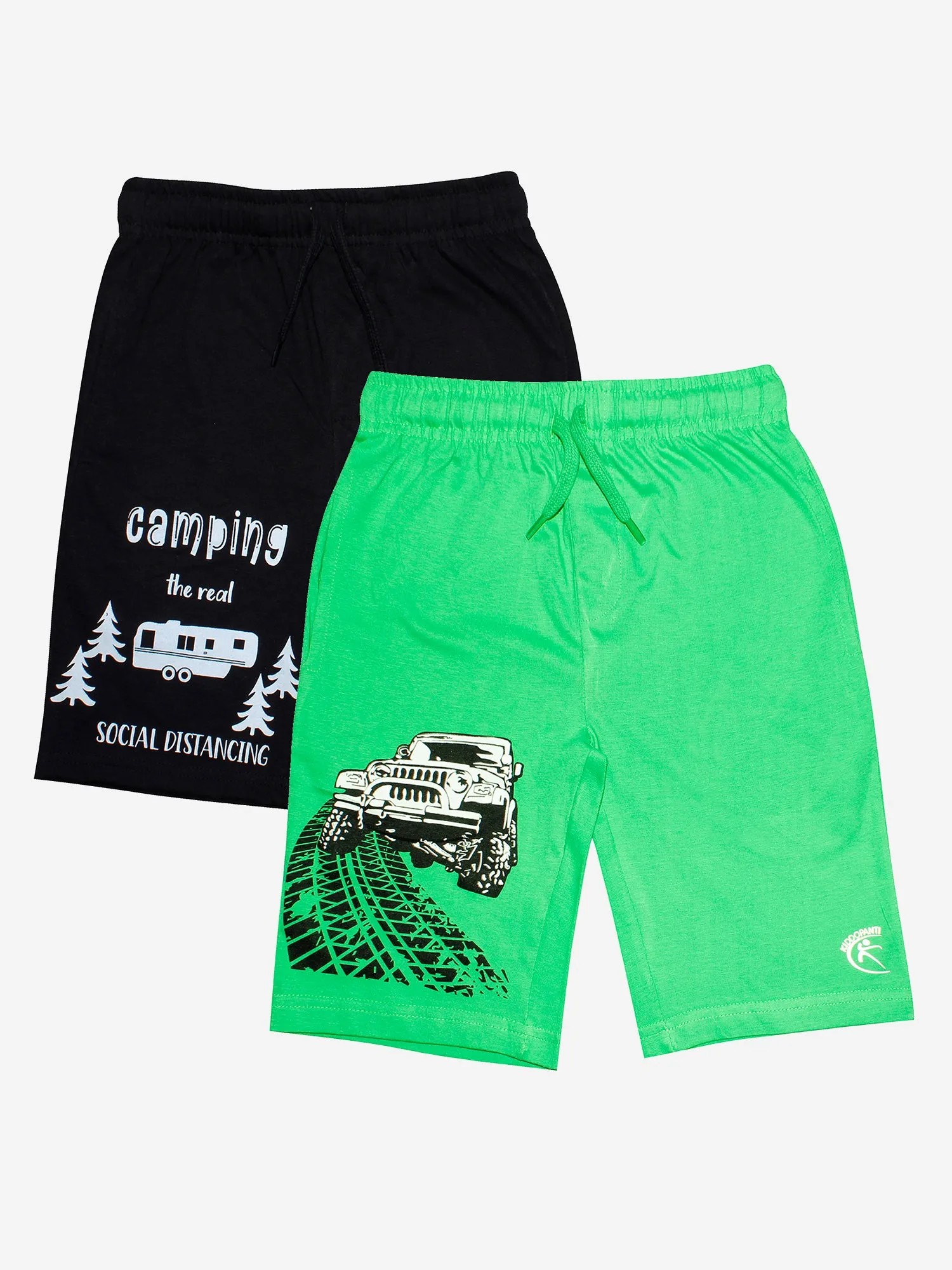 Boys Cotton Jersey Shorts with Print-Pack of 2