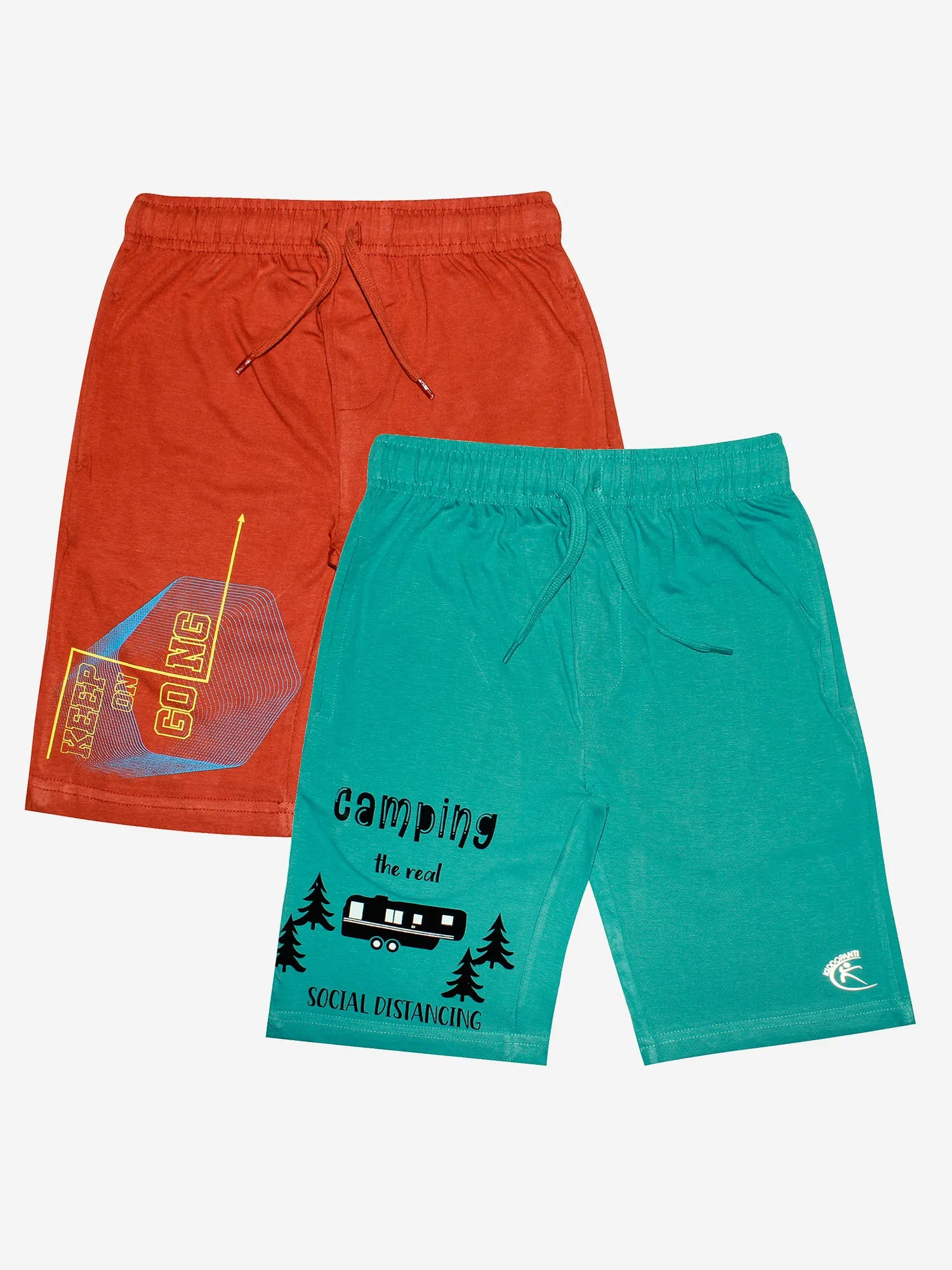 Boys Cotton Jersey Shorts with Print-Pack of 2