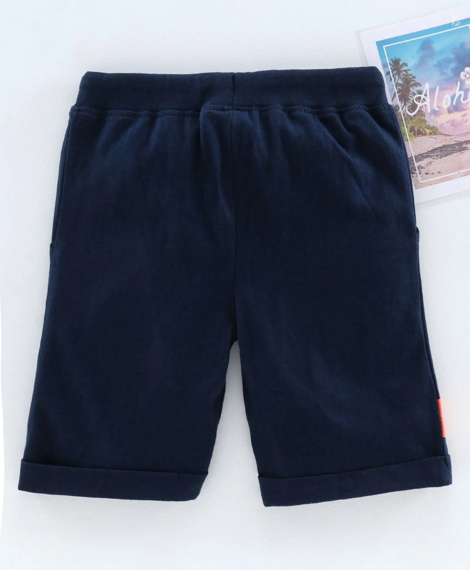 Boys Pull on Shorts with roll up hem & applique