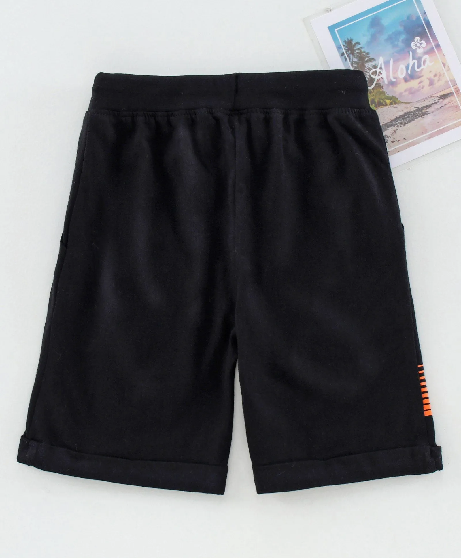 Boys Pull on Shorts with roll up hem & applique