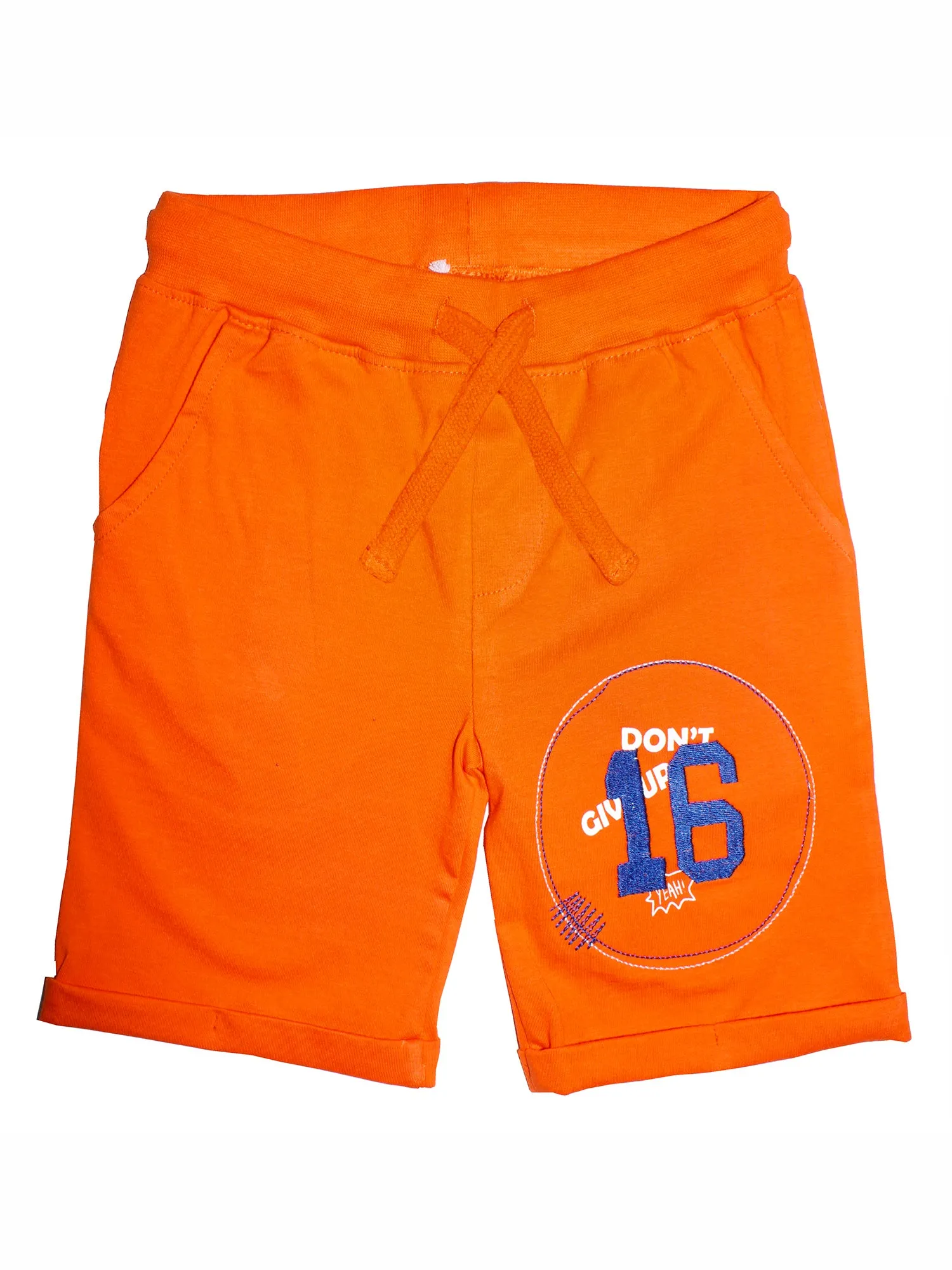 Boys Pull on Shorts with roll up hem & applique