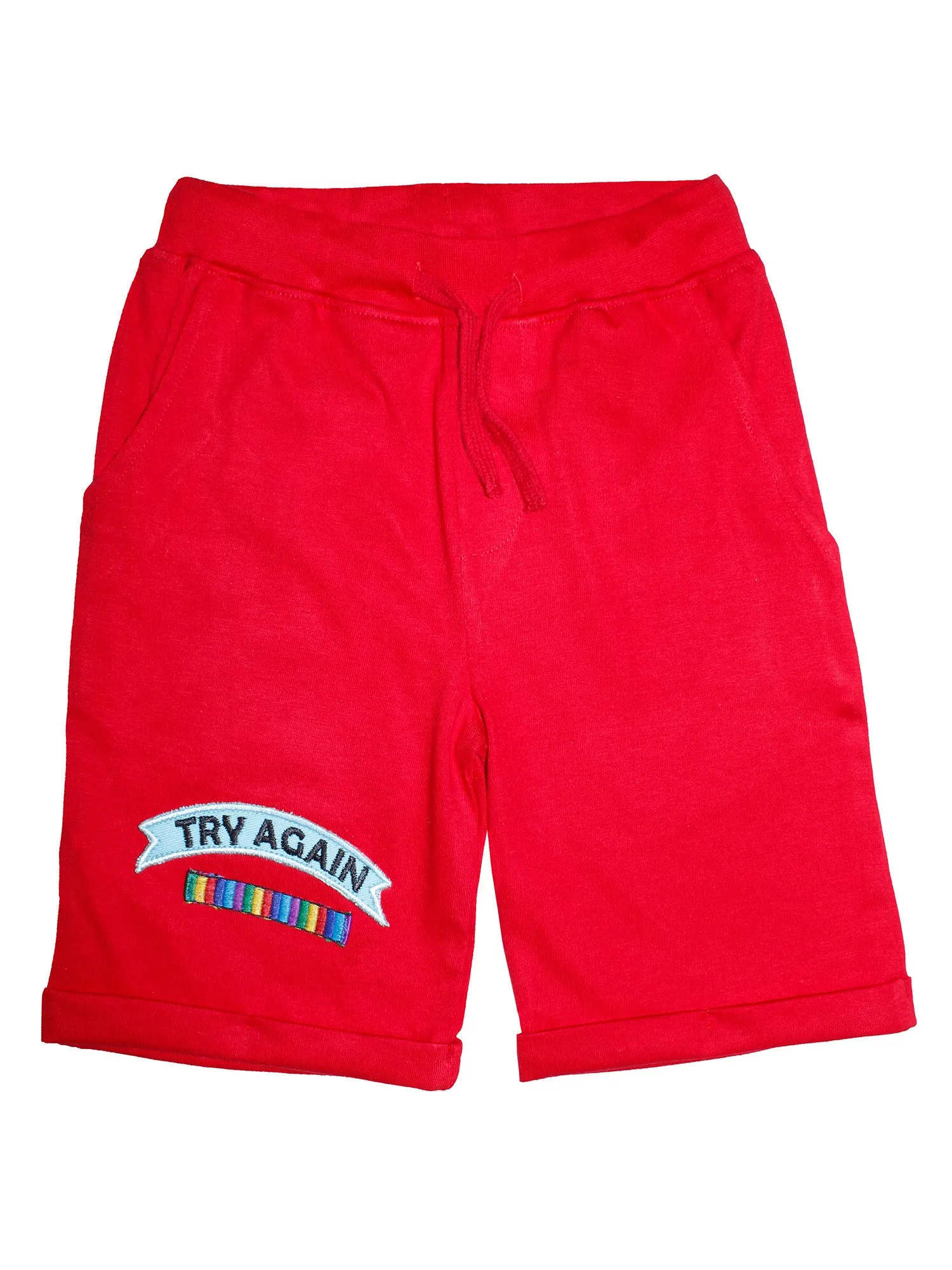 Boys Pull on Shorts with roll up hem & applique