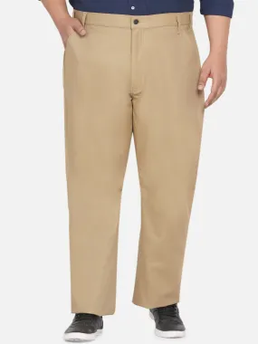 Carhartt - Plus Size Men's Straight Fit Beige Pure Cotton Trousers