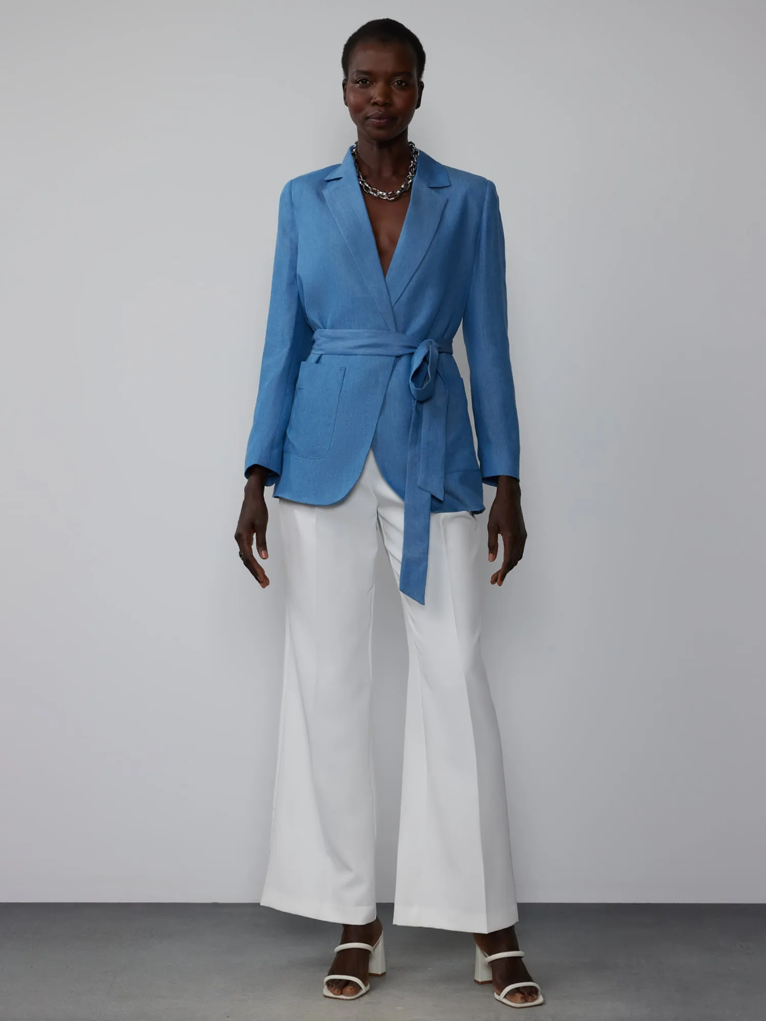 Chambaray Belted Blazer