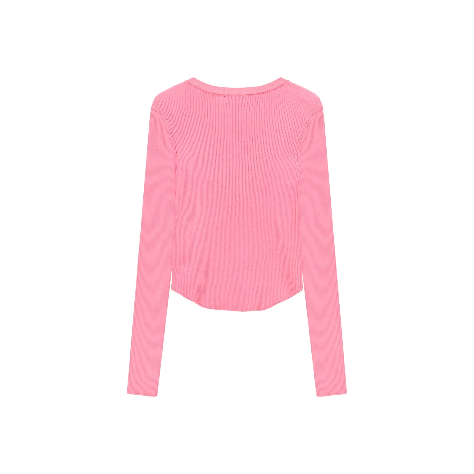 Color Ribbed Slim Knit Top