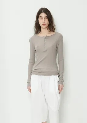 Cotton Cashmere Henley Tee — Silver Grey