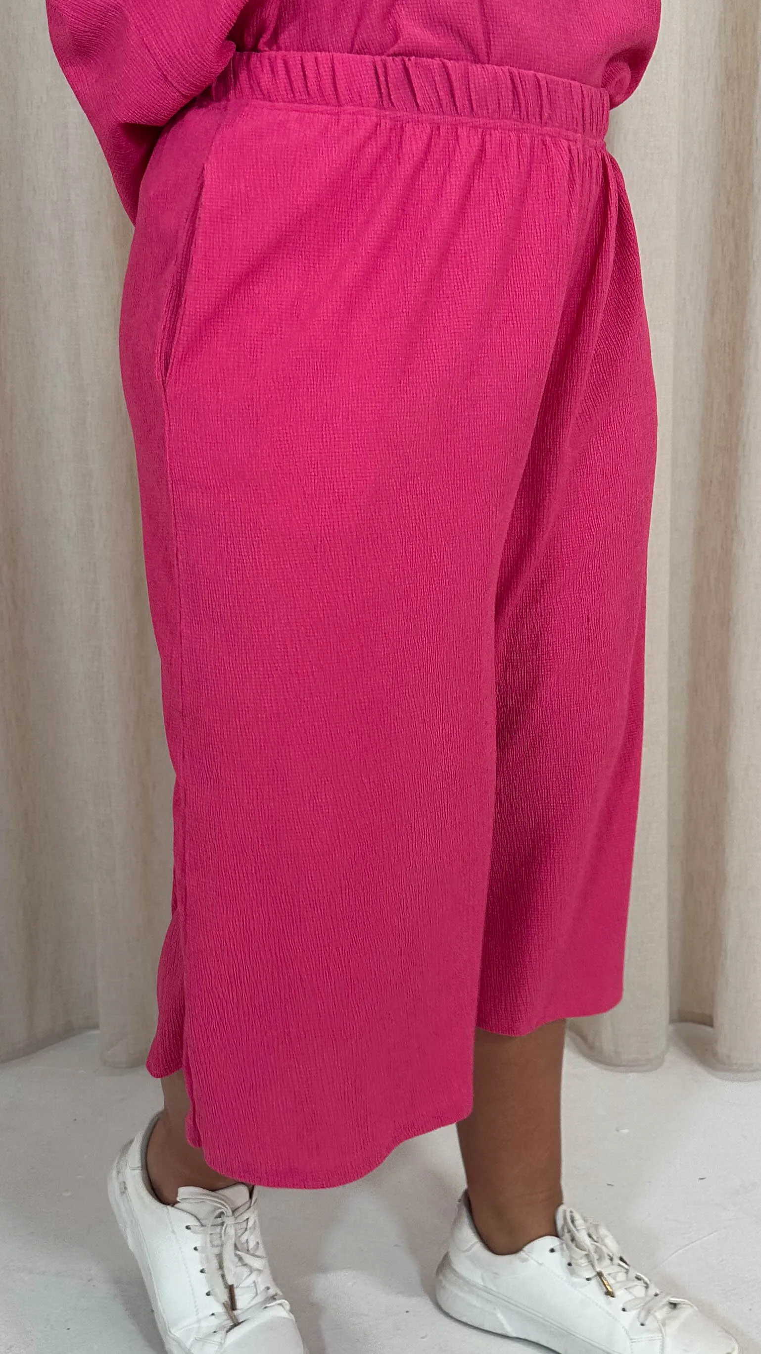 CurveWow Tree Bark Culotte Fuchsia Pink