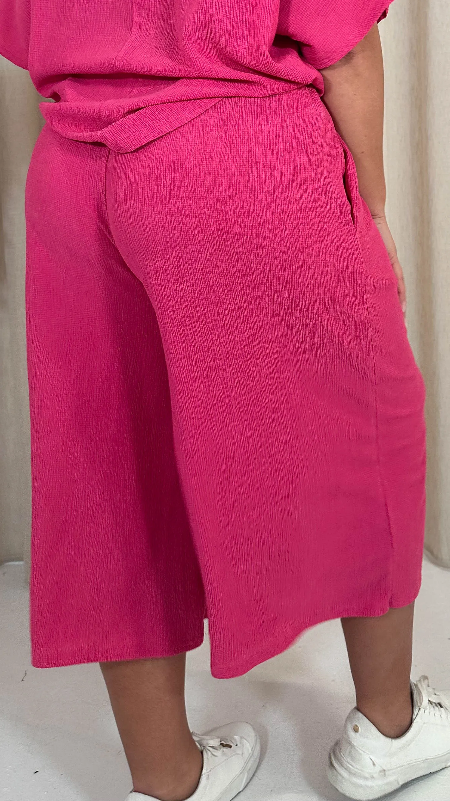 CurveWow Tree Bark Culotte Fuchsia Pink