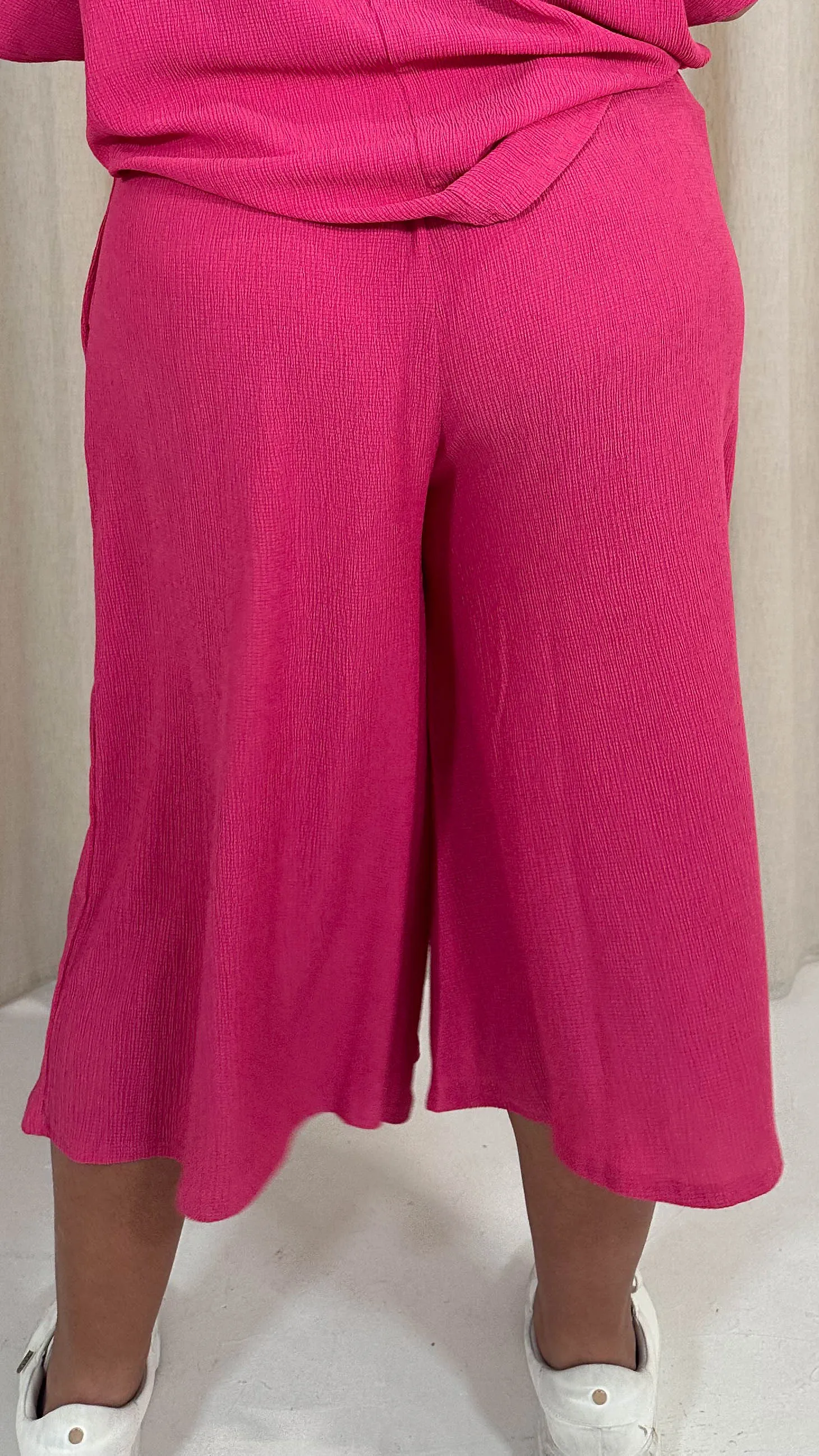 CurveWow Tree Bark Culotte Fuchsia Pink