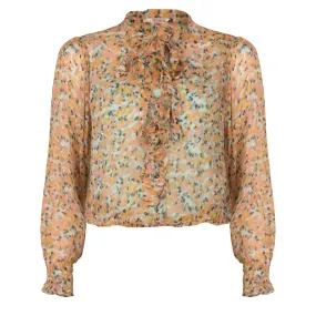 Esqualo - Ruffle Blouse with Bouquet Print