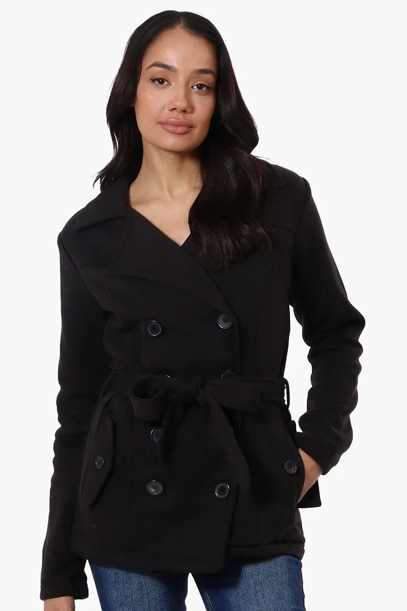 Fahrenheit Belted Double Breasted Lightweight Jacket - Black