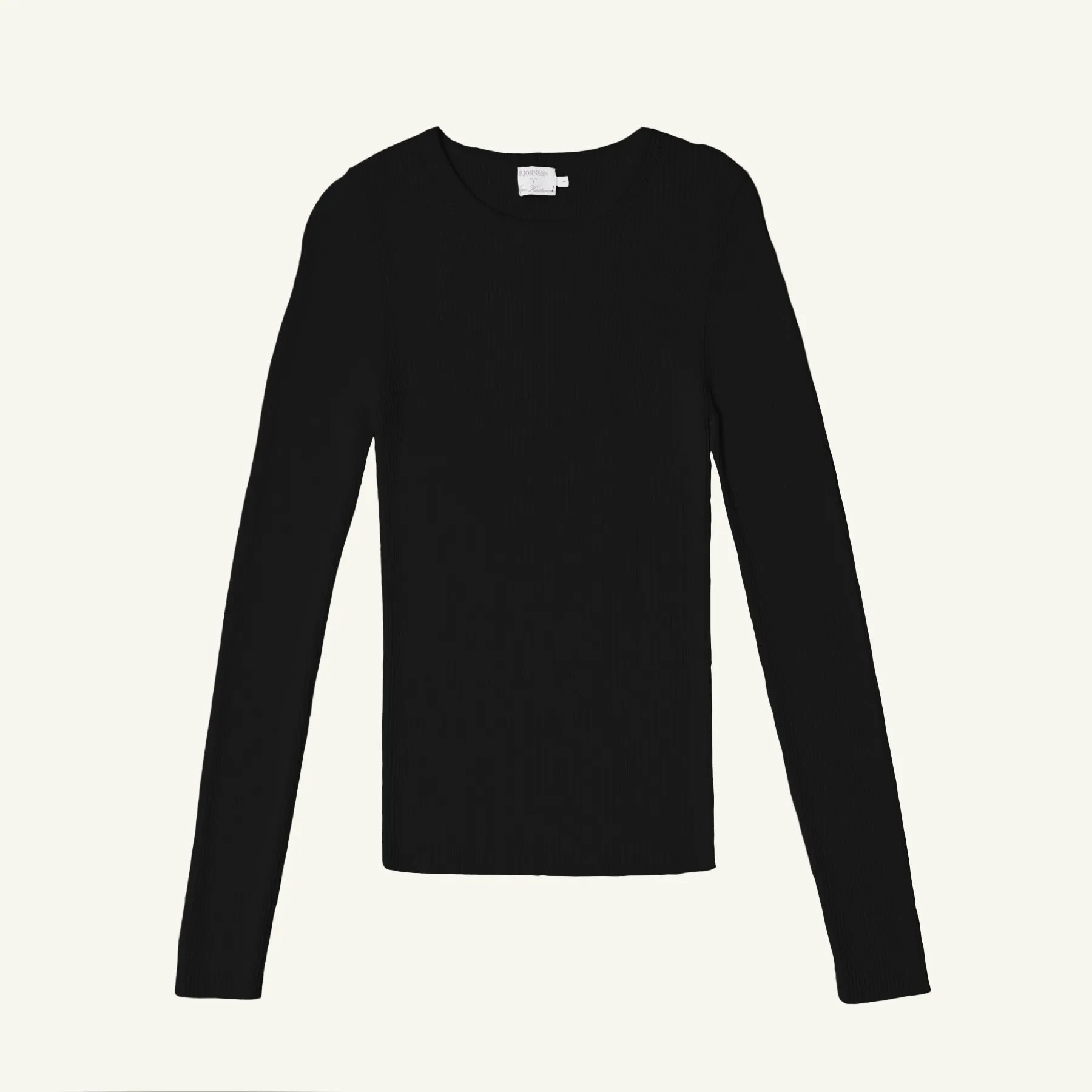 Georgia Rib Knit Long Sleeve Tee - Black