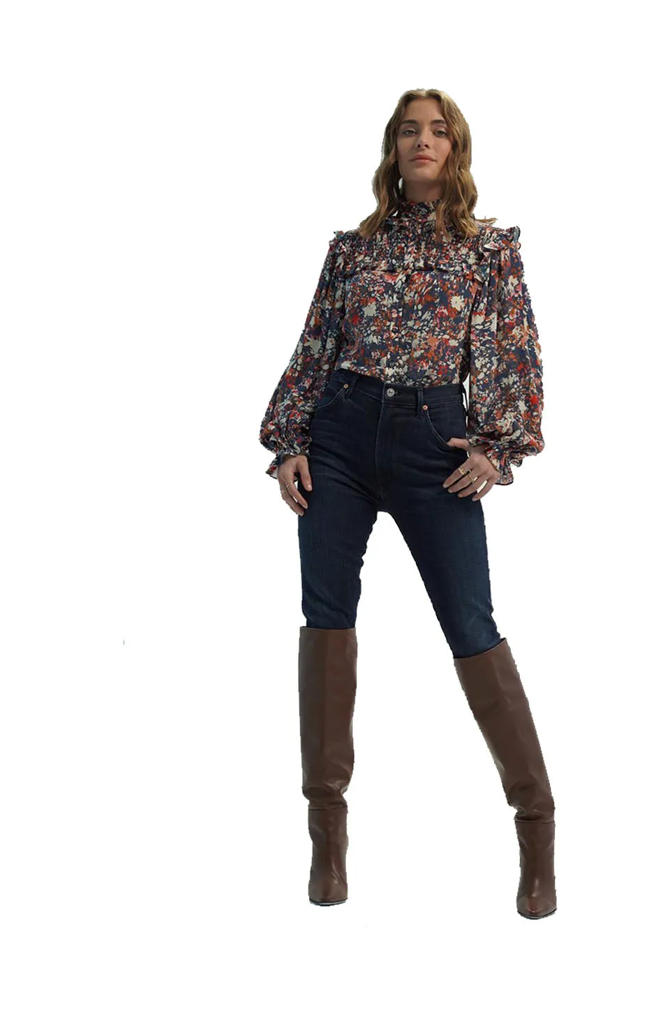 Gilner Farrar Riley Blouse In Navy Splatter