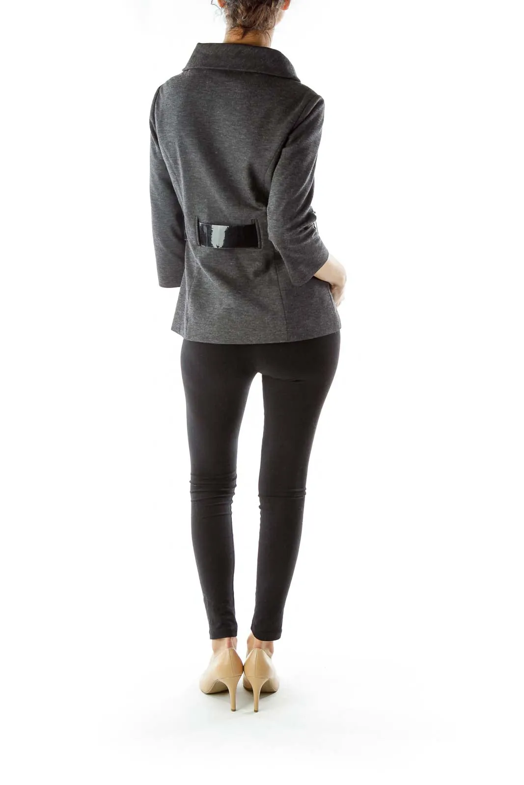 Gray Belted Pullover Jacket