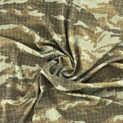 Green Military Grid Camouflage Print Jersey (Made in America) - SKU 6988B #U179