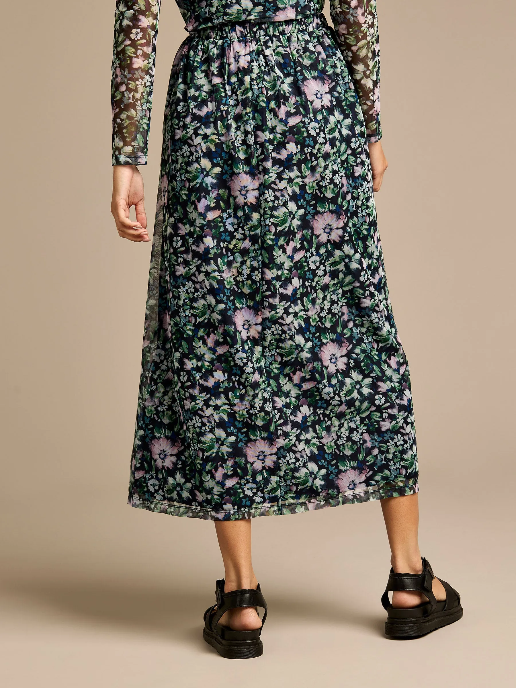 GWD Janet Floral Print Mesh Skirt