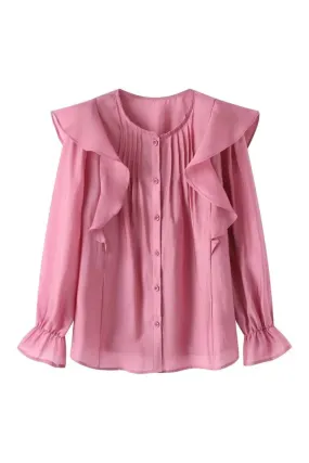 'Gwen' Ruffle Long Sleeve Blouse Top (3 Colors)