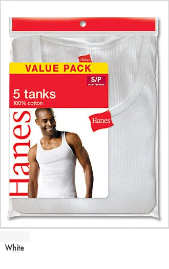 Hanes White Mens A-Shirt 5 Pack