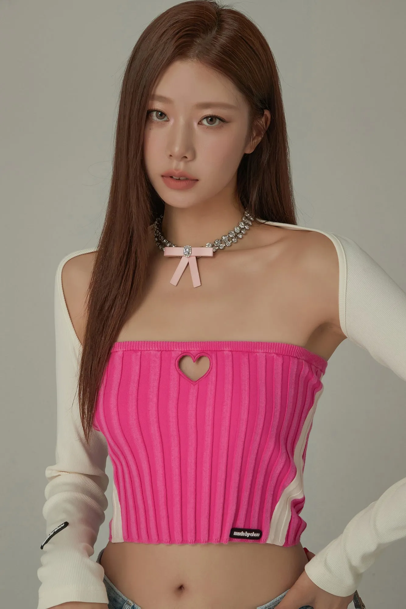 Heart Cutout Ribbed Tube Top