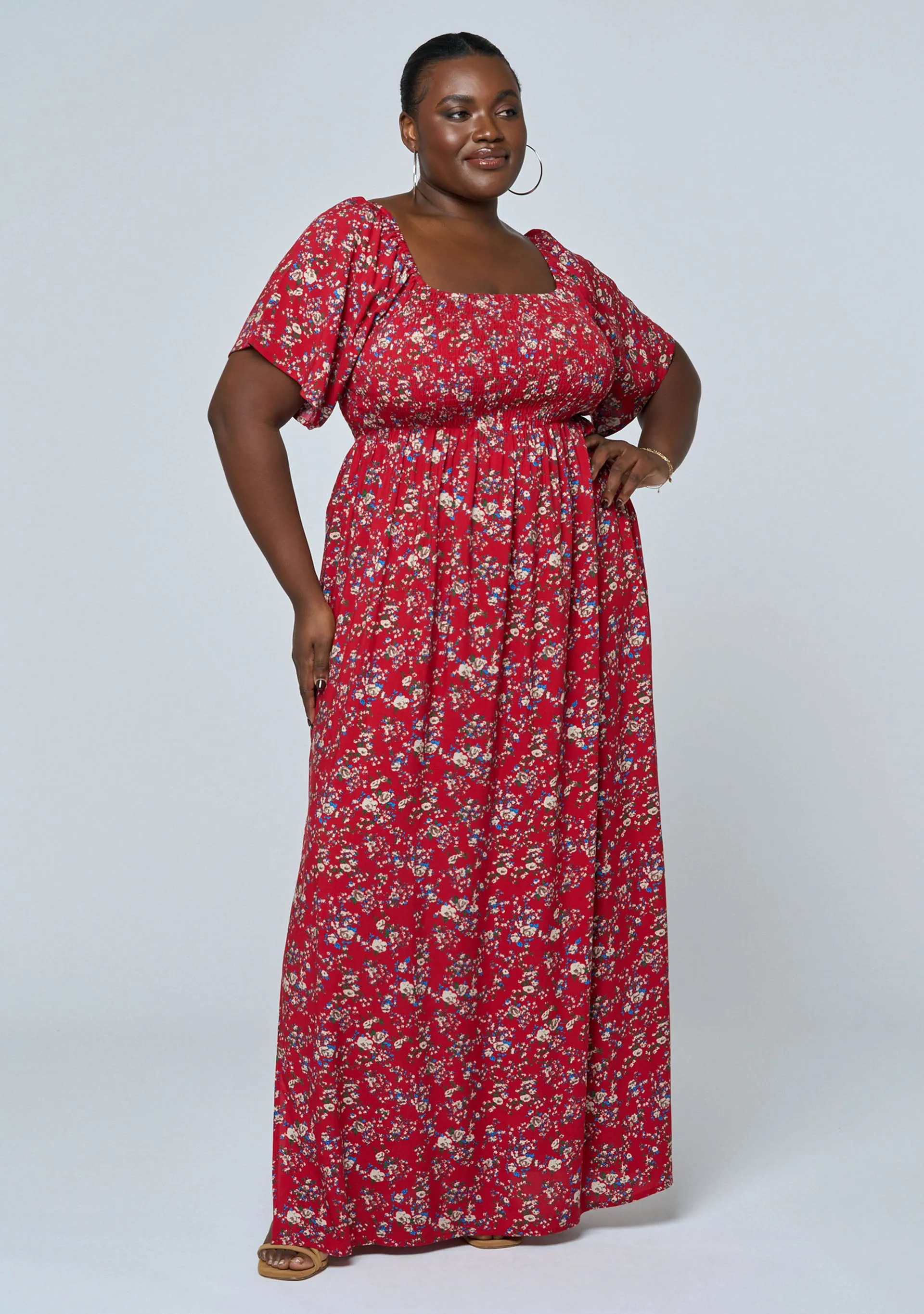 Ivy Shirred Print Maxi Dress