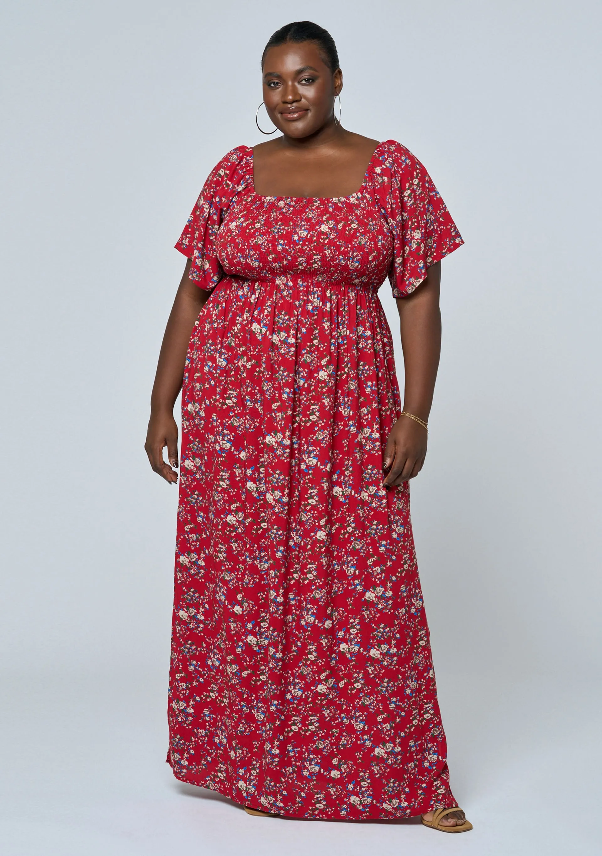 Ivy Shirred Print Maxi Dress