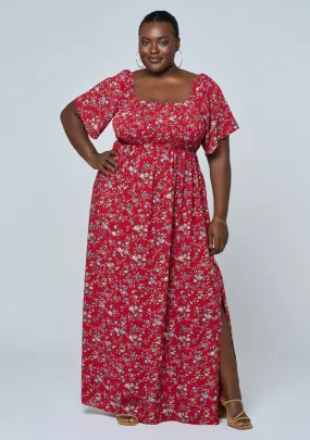 Ivy Shirred Print Maxi Dress