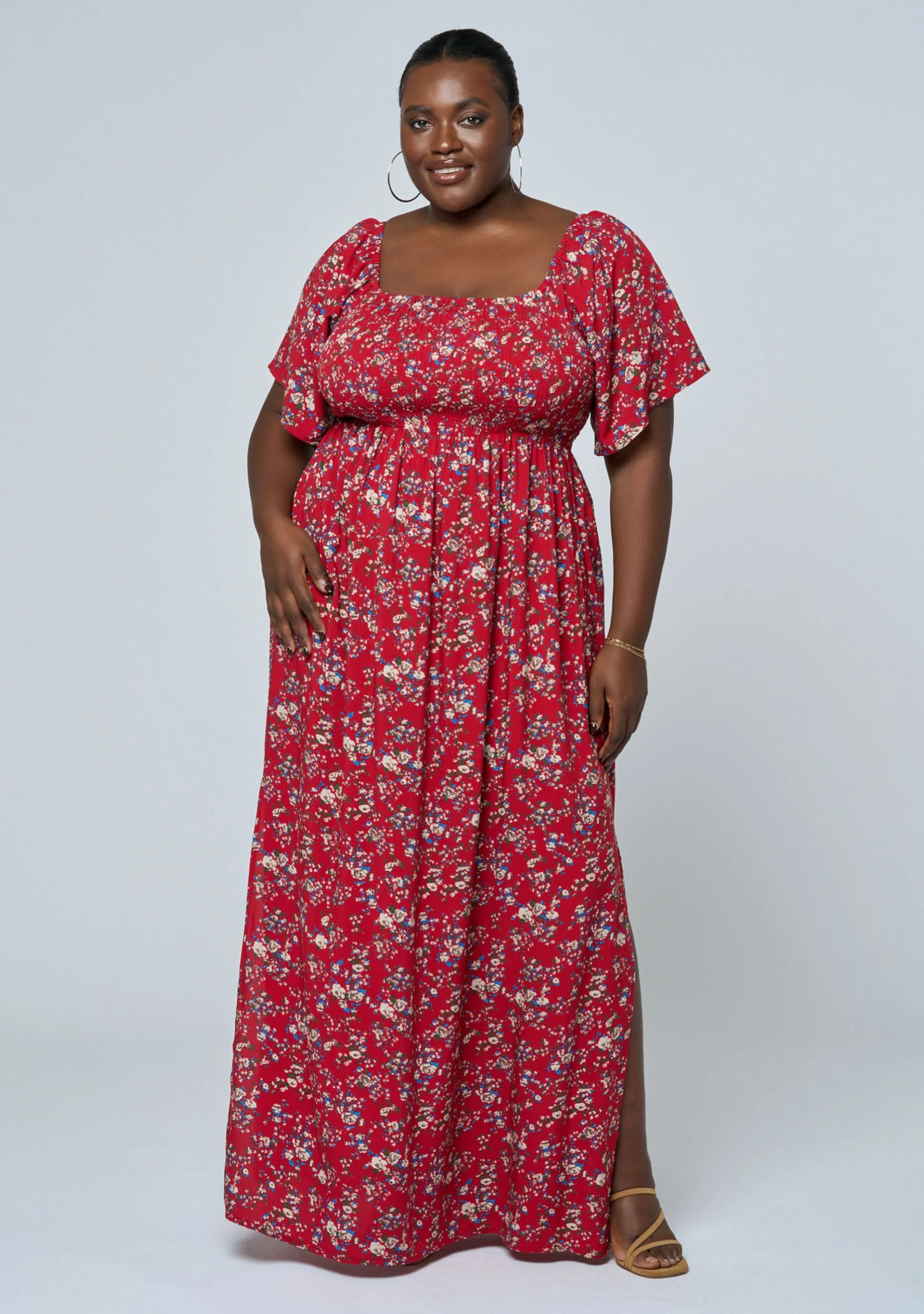 Ivy Shirred Print Maxi Dress