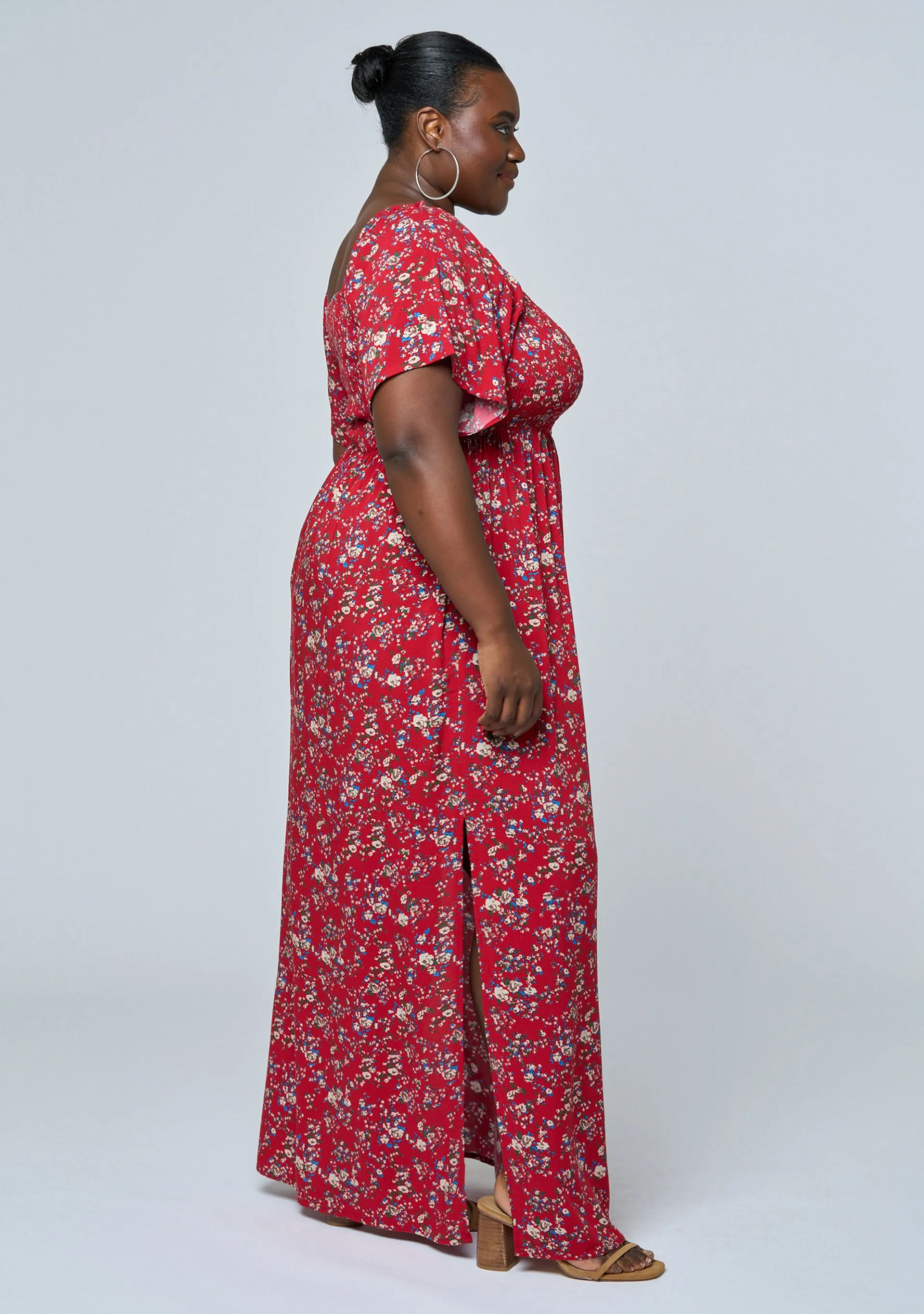 Ivy Shirred Print Maxi Dress