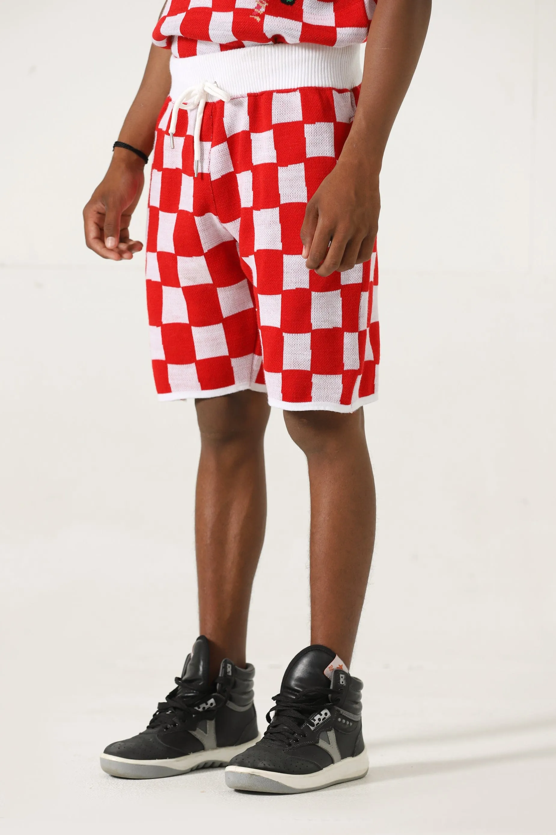 KNIT CHECK SHORTS