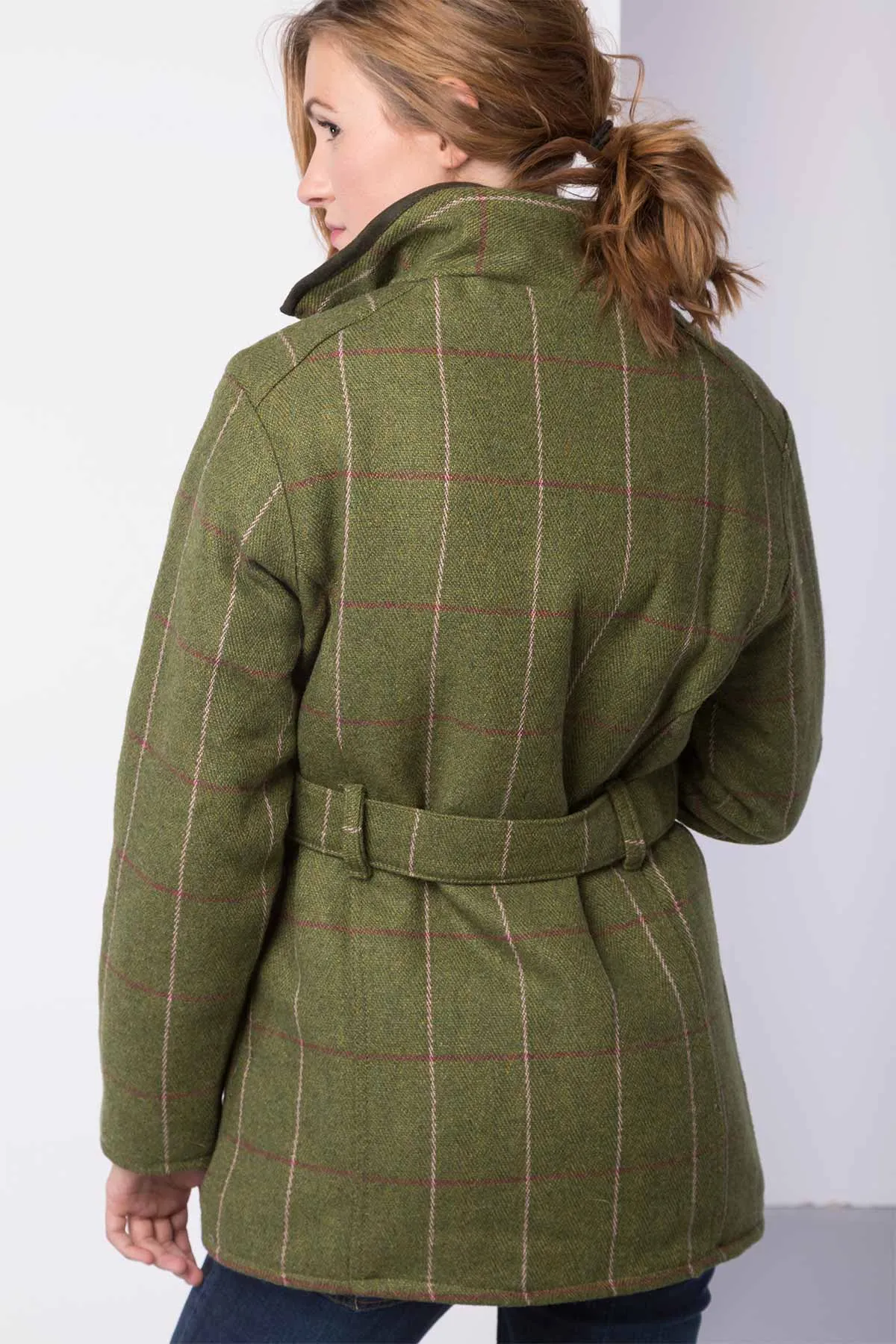 Ladies Belted Tweed Coat