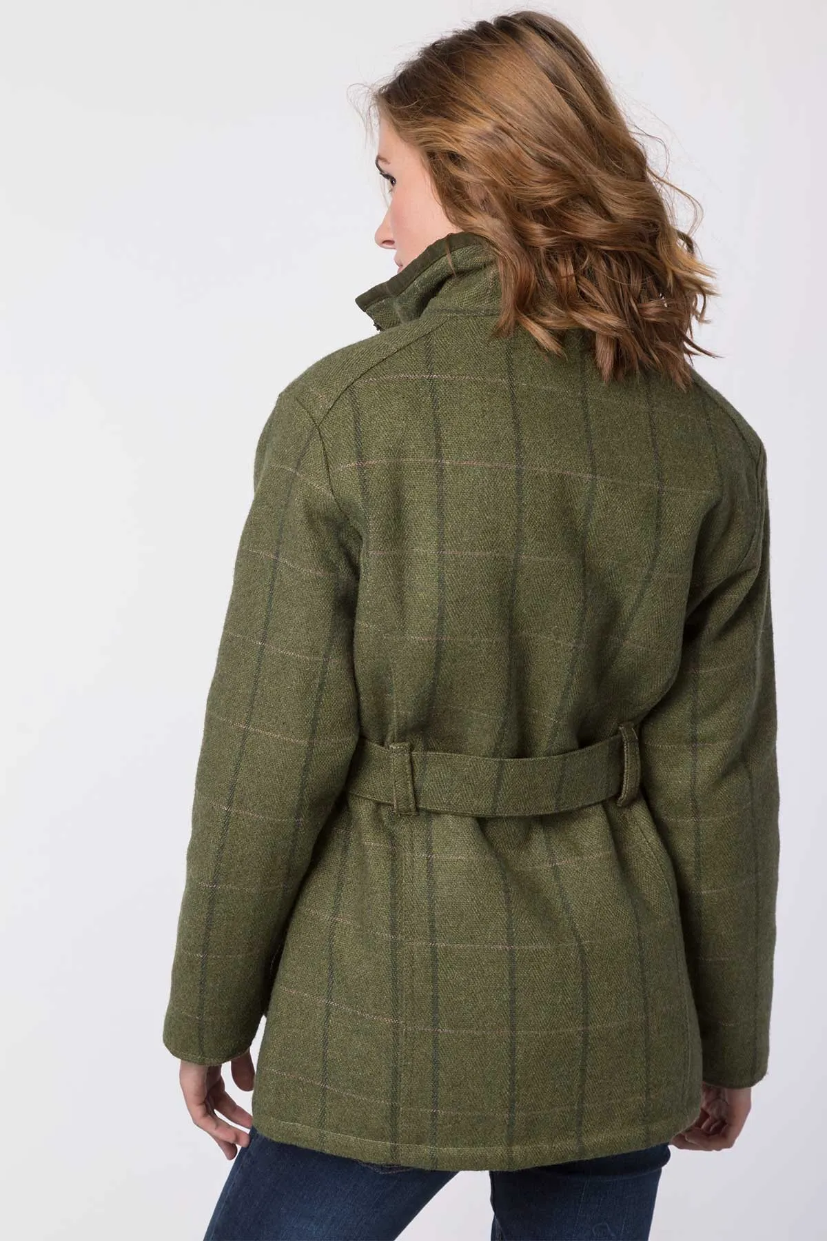 Ladies Belted Tweed Coat