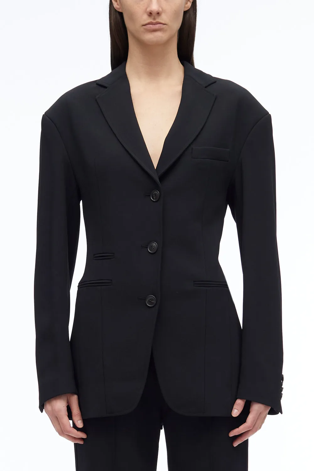 Matte Crepe Cinched Blazer