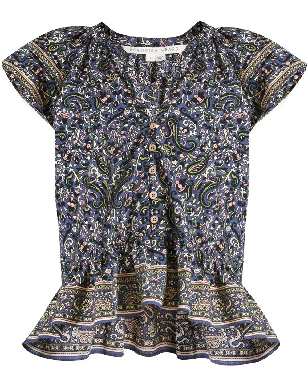 Navy Paisley Short Sleeve Mahia Top