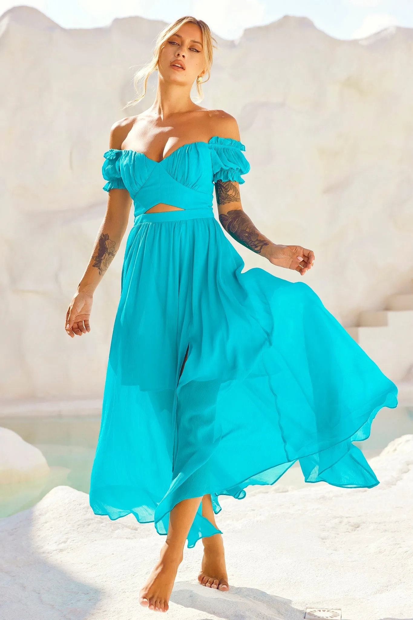 Perfect Storm Maxi Dress - Aqua