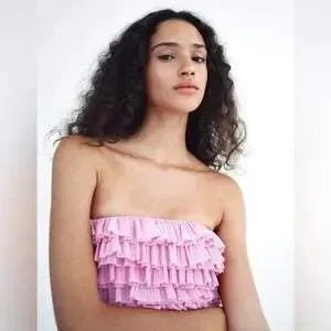 pink/purple ruffle tube top