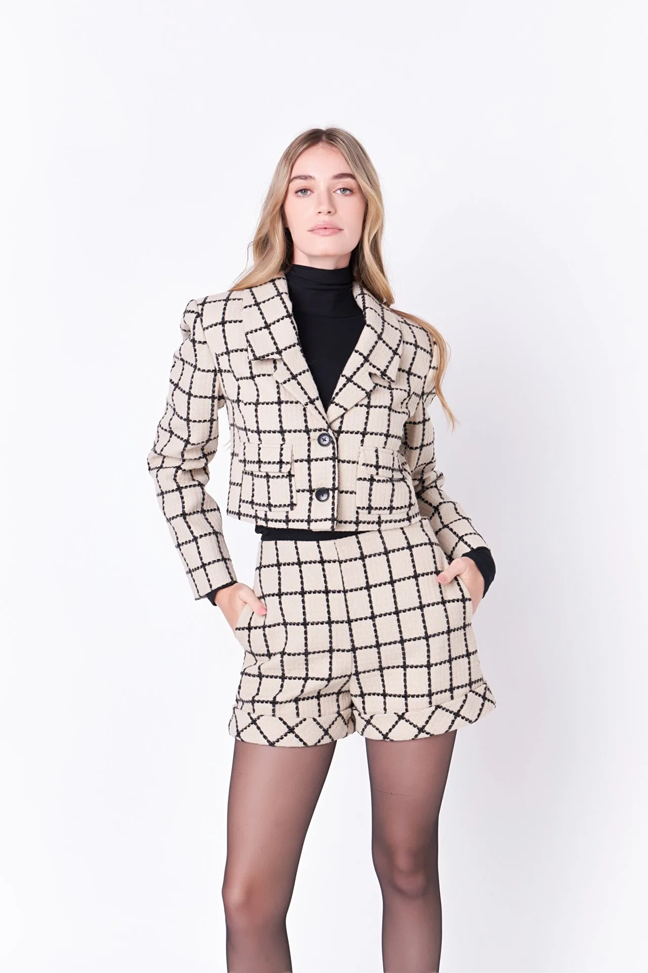 Plaid Cropped Blazer