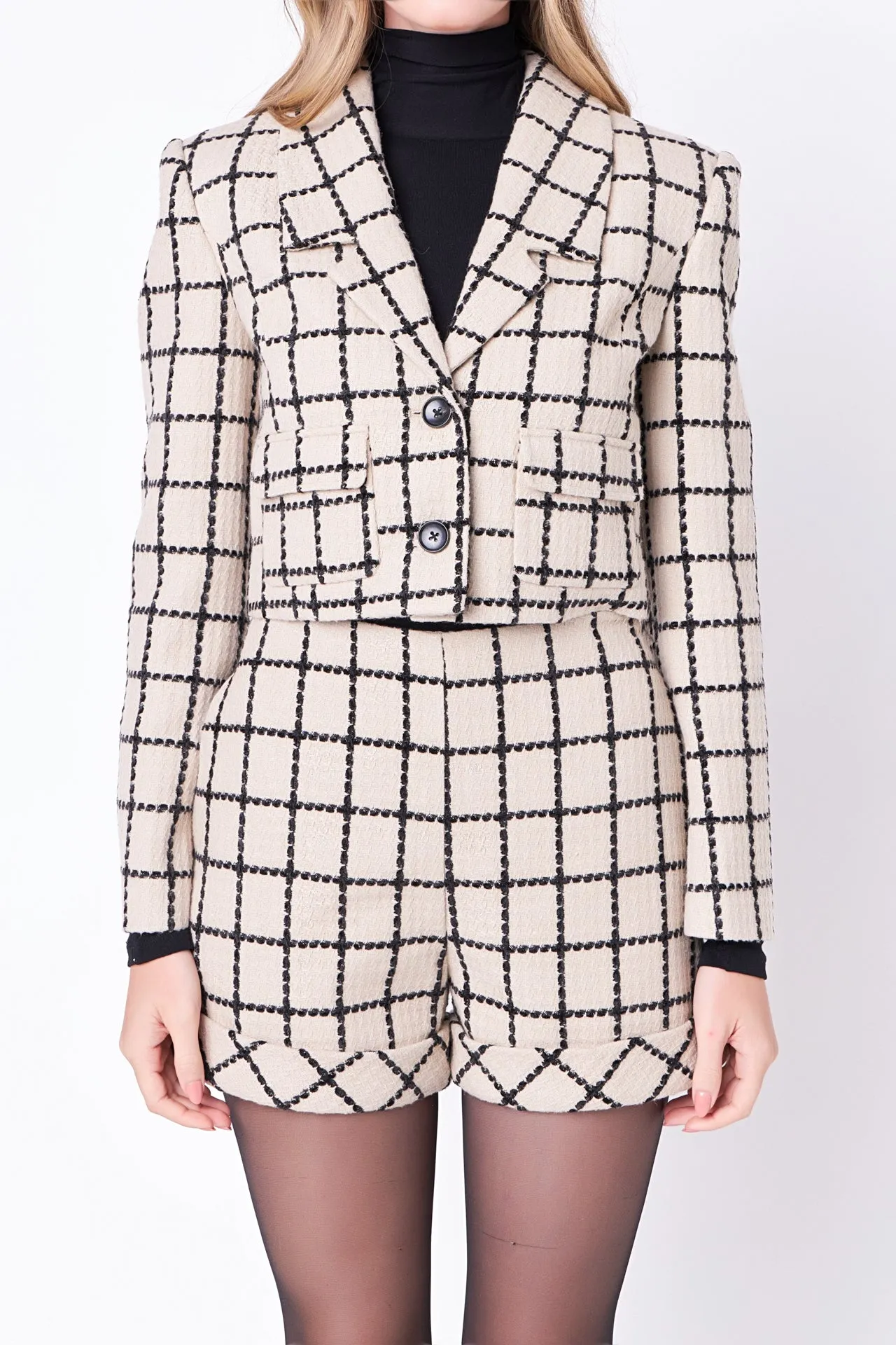 Plaid Cropped Blazer