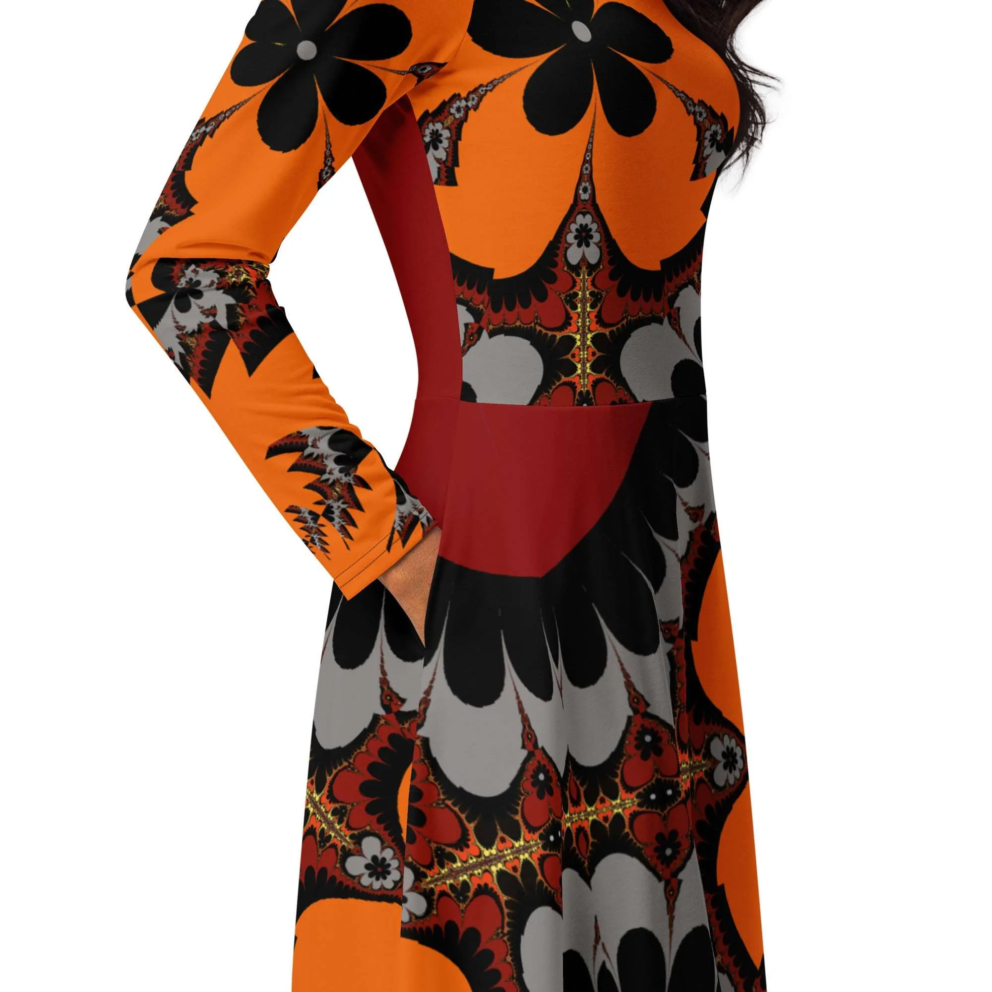 "Buccaneers Fans " Collection - Designer Long Sleeve Midi Dress