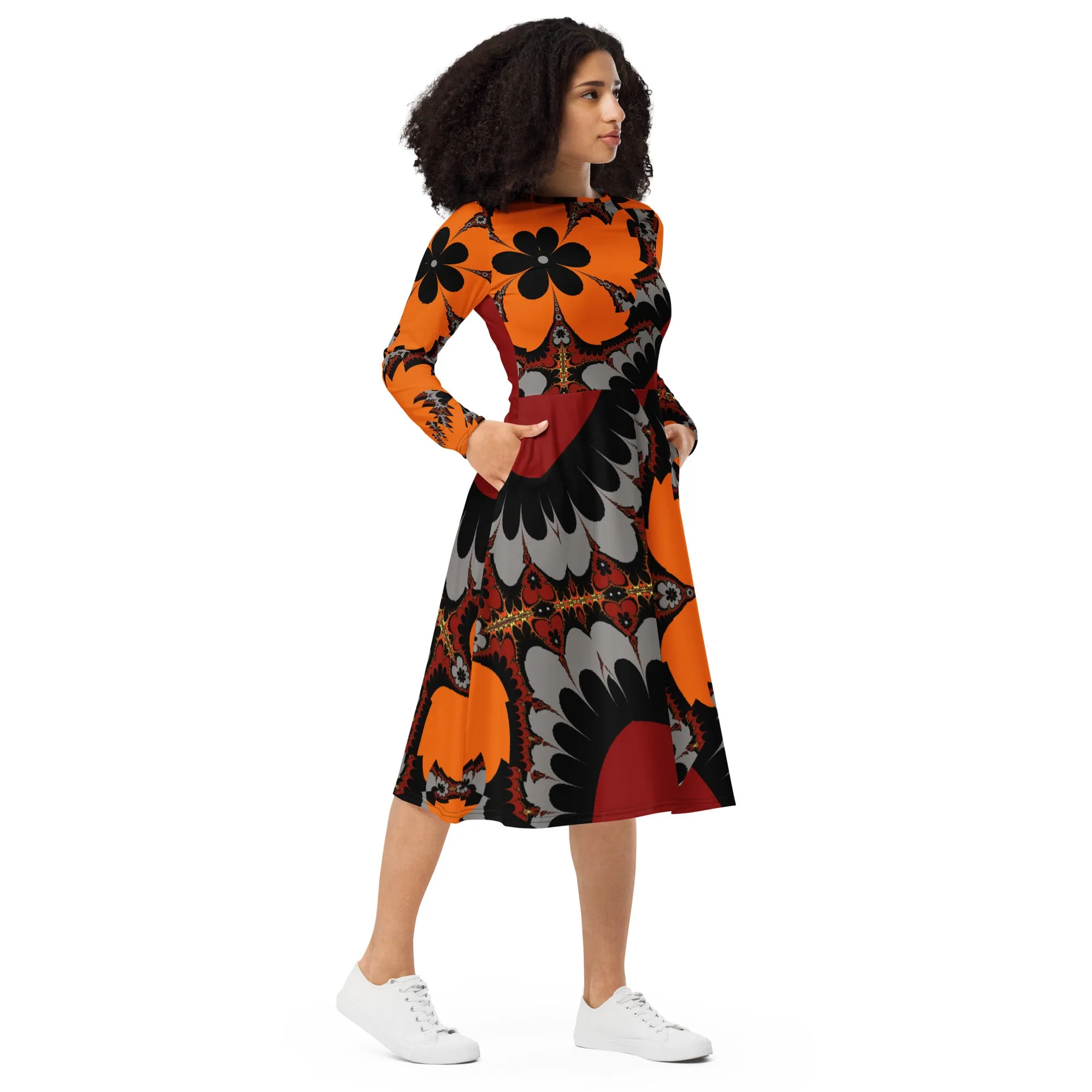 "Buccaneers Fans " Collection - Designer Long Sleeve Midi Dress