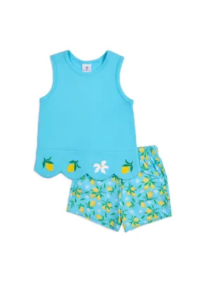 Scallop Lemon Top with Shorts